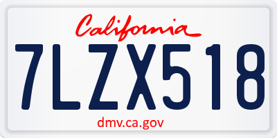 CA license plate 7LZX518
