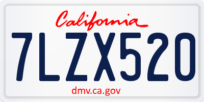 CA license plate 7LZX520