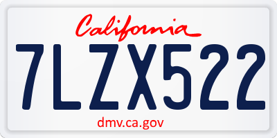 CA license plate 7LZX522