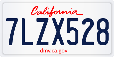 CA license plate 7LZX528