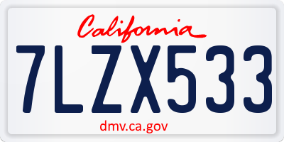 CA license plate 7LZX533