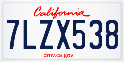 CA license plate 7LZX538