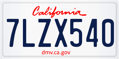 CA license plate 7LZX540