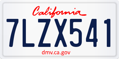 CA license plate 7LZX541