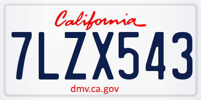 CA license plate 7LZX543