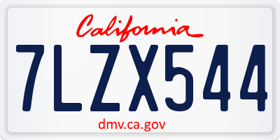 CA license plate 7LZX544