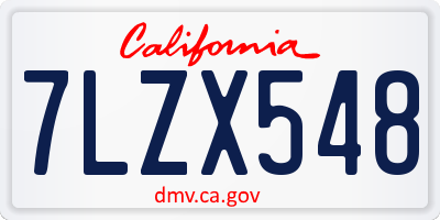 CA license plate 7LZX548