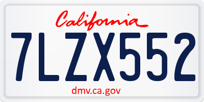 CA license plate 7LZX552