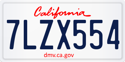 CA license plate 7LZX554