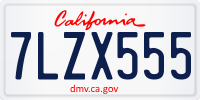 CA license plate 7LZX555
