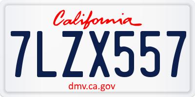 CA license plate 7LZX557