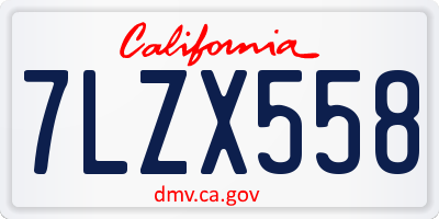 CA license plate 7LZX558