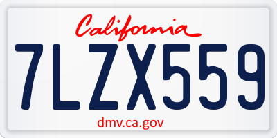 CA license plate 7LZX559