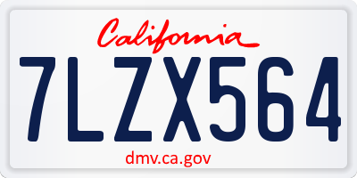 CA license plate 7LZX564