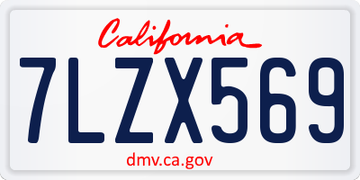 CA license plate 7LZX569