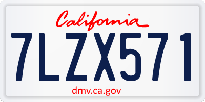 CA license plate 7LZX571