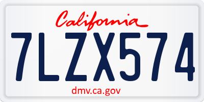 CA license plate 7LZX574