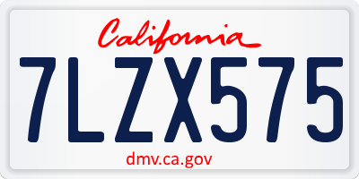 CA license plate 7LZX575