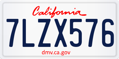 CA license plate 7LZX576