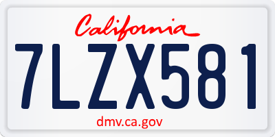 CA license plate 7LZX581