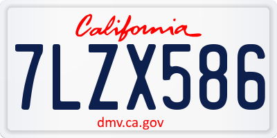 CA license plate 7LZX586