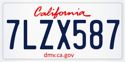 CA license plate 7LZX587