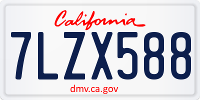 CA license plate 7LZX588