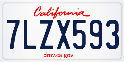 CA license plate 7LZX593
