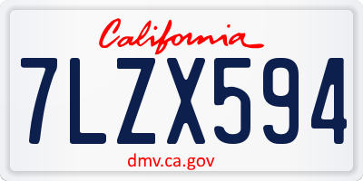 CA license plate 7LZX594