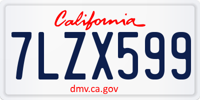 CA license plate 7LZX599
