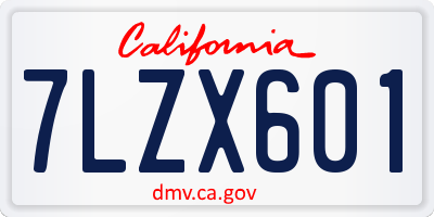 CA license plate 7LZX601