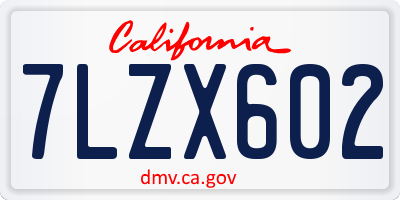 CA license plate 7LZX602