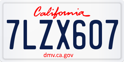 CA license plate 7LZX607