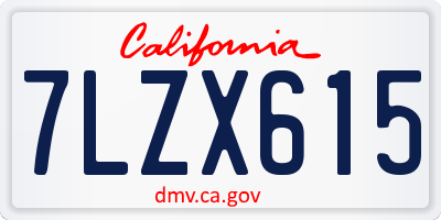 CA license plate 7LZX615