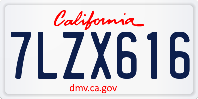 CA license plate 7LZX616