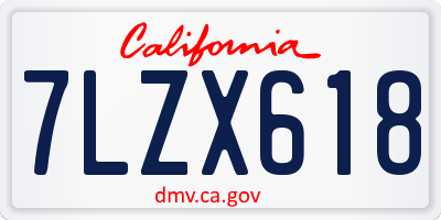 CA license plate 7LZX618