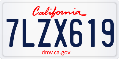 CA license plate 7LZX619