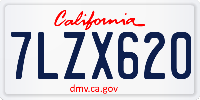 CA license plate 7LZX620