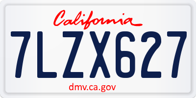 CA license plate 7LZX627