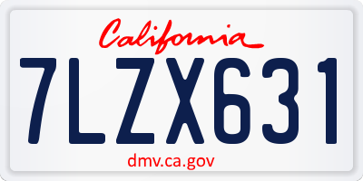 CA license plate 7LZX631