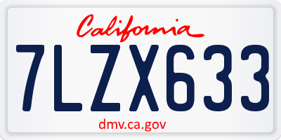 CA license plate 7LZX633