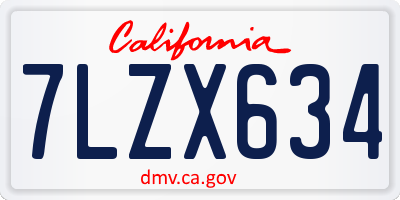 CA license plate 7LZX634