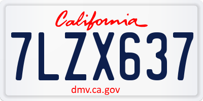 CA license plate 7LZX637