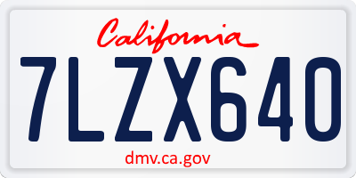 CA license plate 7LZX640