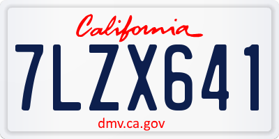 CA license plate 7LZX641