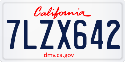 CA license plate 7LZX642