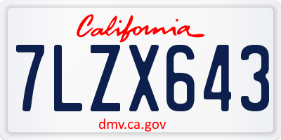 CA license plate 7LZX643
