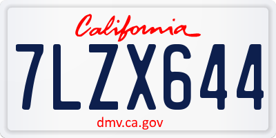 CA license plate 7LZX644