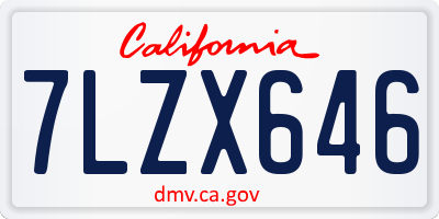CA license plate 7LZX646
