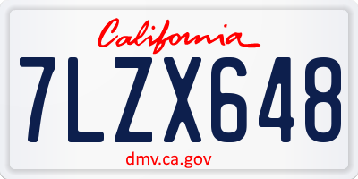 CA license plate 7LZX648